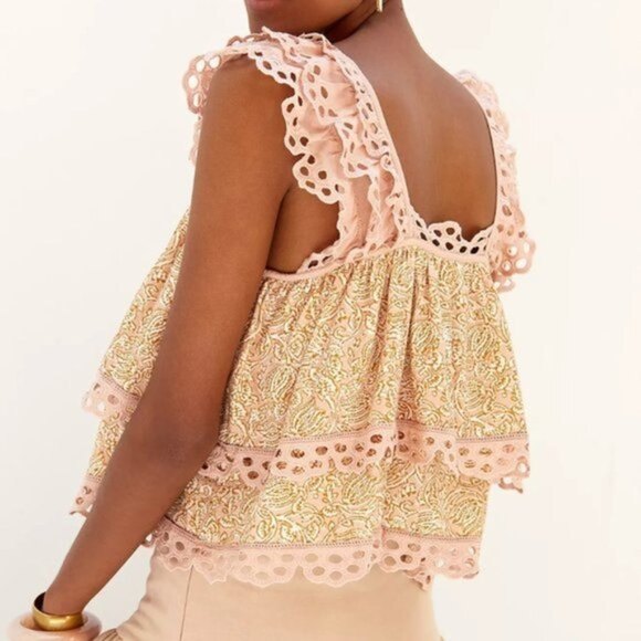 Anthropologie Boho Eyelet Tiered Swing Top by Let Me Be (NWT) - Picture 4 of 4